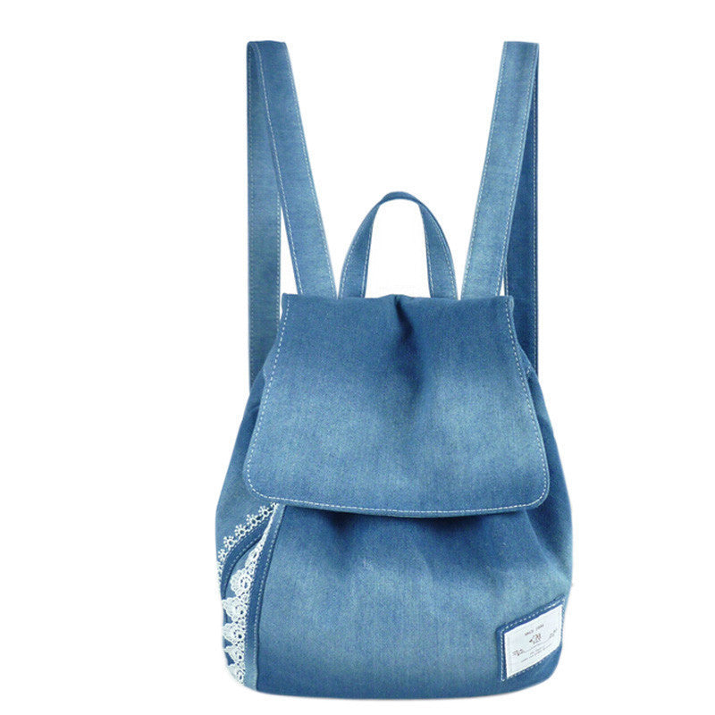 women backpacks female jeans lace shoulder retro bag denim satchel women's bag canvas school bag rucksack-Dollar Bargains Online Shopping Australia