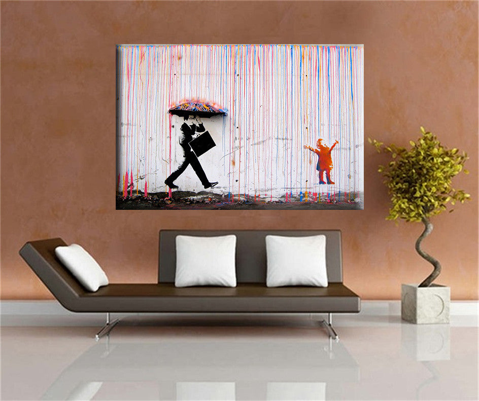 Banksy art Colorful Rain BANKSY canvas painting wall pictures for living room wall art cuadros decorativos poster and print No Frame-Dollar Bargains Online Shopping Australia