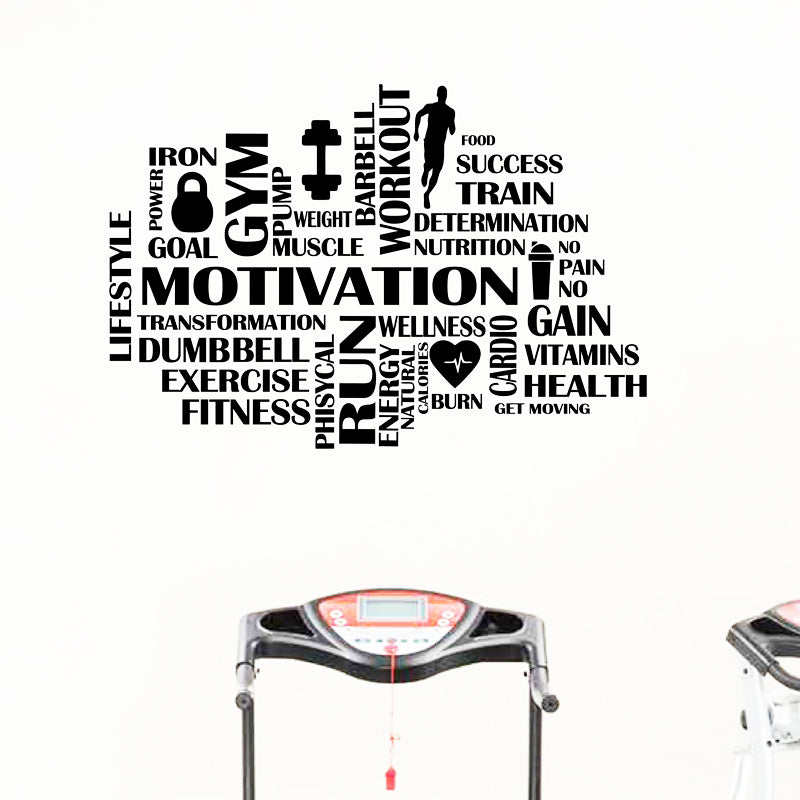 Gym Motivational Words Wall Decal Fitness Sport Vinyl Wall Sticker Home Decor GYM Work Out Wall Decoration-Dollar Bargains Online Shopping Australia