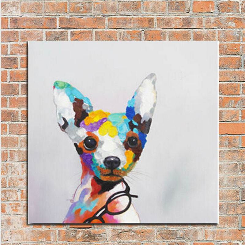 Cartoon Oil Painting on Canvas Animal Lovely Dog Abstract Oil Painting Wall Stickers Home Decor Wall Art for Home Decoration Unframed-Dollar Bargains Online Shopping Australia