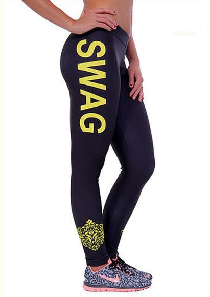 Plus Size Women's Leggings SWAG Letters Leggins Workout Pants Trousers Fitness Modal Women Plus Size Clothing
