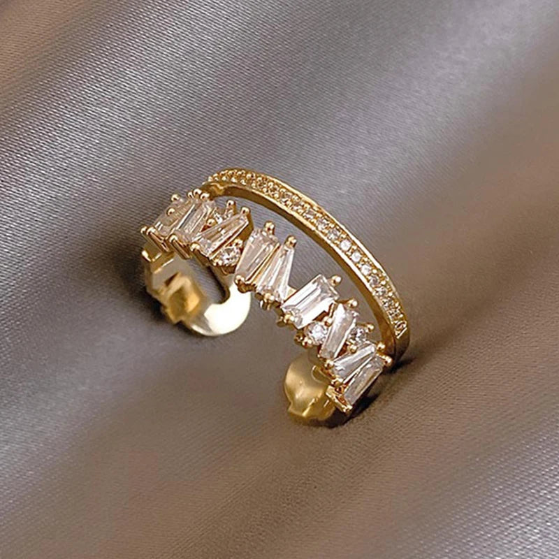 Geometric Round Ring Women's Fashion Luxury Zircon Finger Ring Simple Temperament-Dollar Bargains Online Shopping Australia