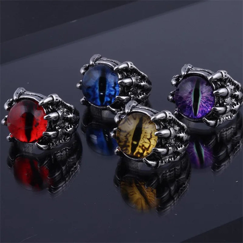 Gothic Men's Punk Colorful Evil Eye Rings For Men Women Fashion Vintage Demon Dragon Claw Ring Male Jewelry Accessories Gifts-Dollar Bargains Online Shopping Australia