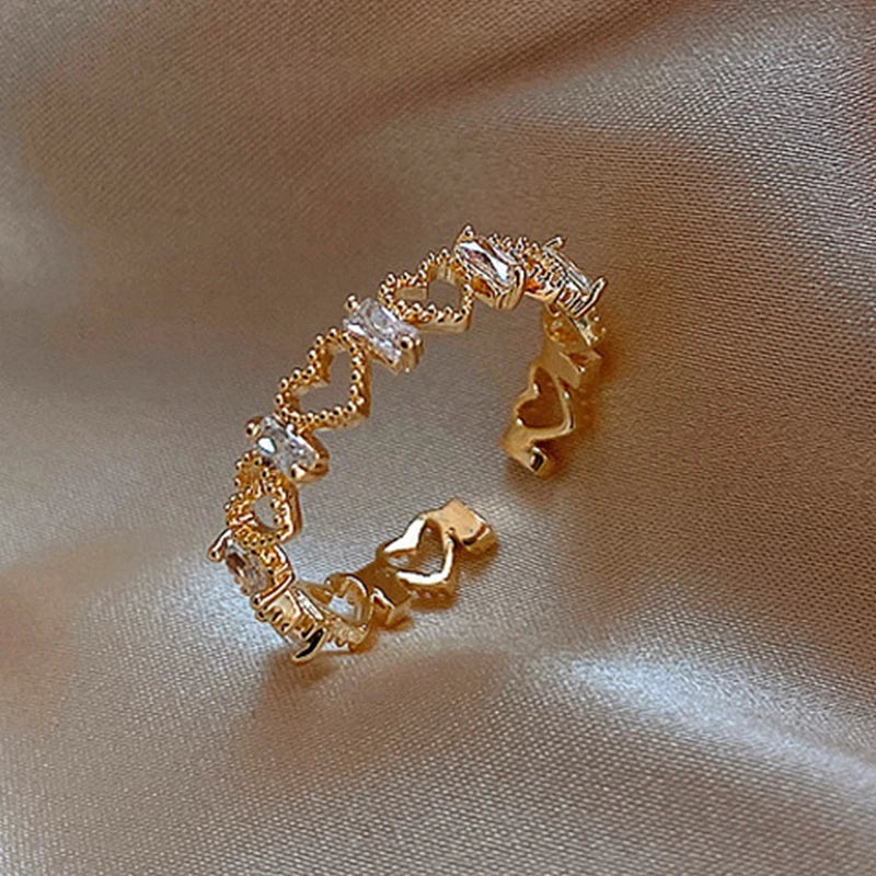 Geometric Round Ring Women's Fashion Luxury Zircon Finger Ring Simple Temperament-Dollar Bargains Online Shopping Australia