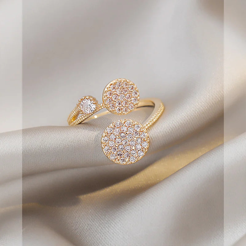 Geometric Round Ring Women's Fashion Luxury Zircon Finger Ring Simple Temperament-Dollar Bargains Online Shopping Australia