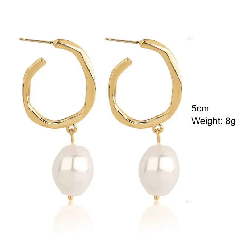 Circle Earrings For Women Vintage Punk Baroque Pearl Earrings Stainless Steel Ear Clip Women Jewelry Imitation Pearl-Dollar Bargains Online Shopping Australia