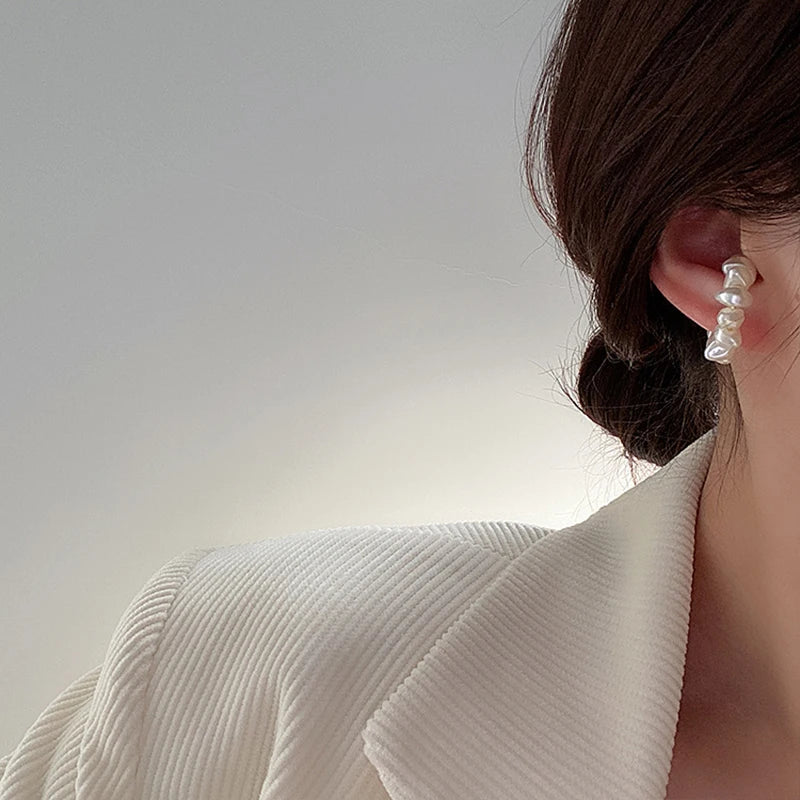 French Pearl Ear Bone Clip Women Fake Piercing Ear Cuff Retro Elegant Irregular Natural Pearl Ear Clips On Earrings Jewelry Gift-Dollar Bargains Online Shopping Australia