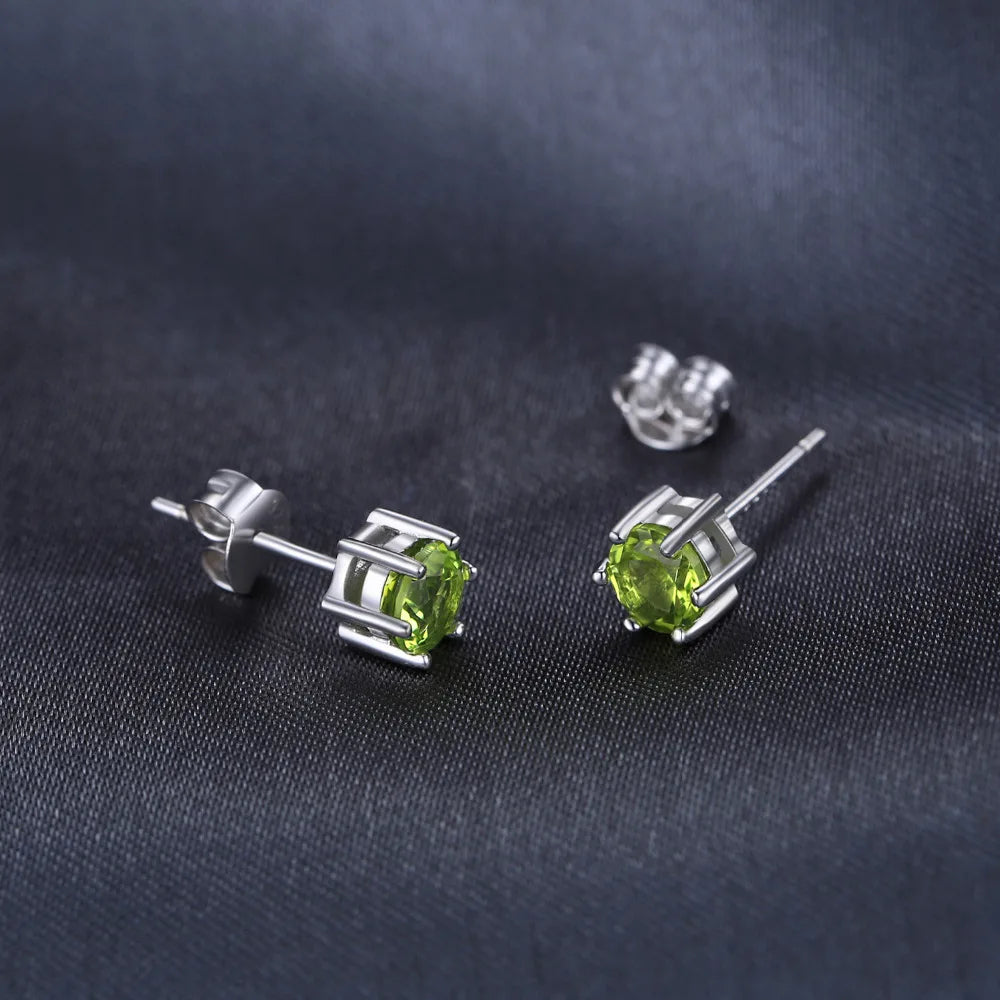 Genuine Peridot Blue Topaz Amethyst Citrine Garnet 925 Sterling Silver Stud Earrings for Women Colorful Gemstone