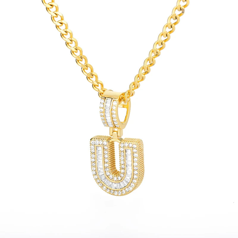 Cubic Zirconia Letter Pendant Necklaces Iced Out Rock Candy Style Initial Charms Necklace Fantastic Jewelry Gift-Dollar Bargains Online Shopping Australia