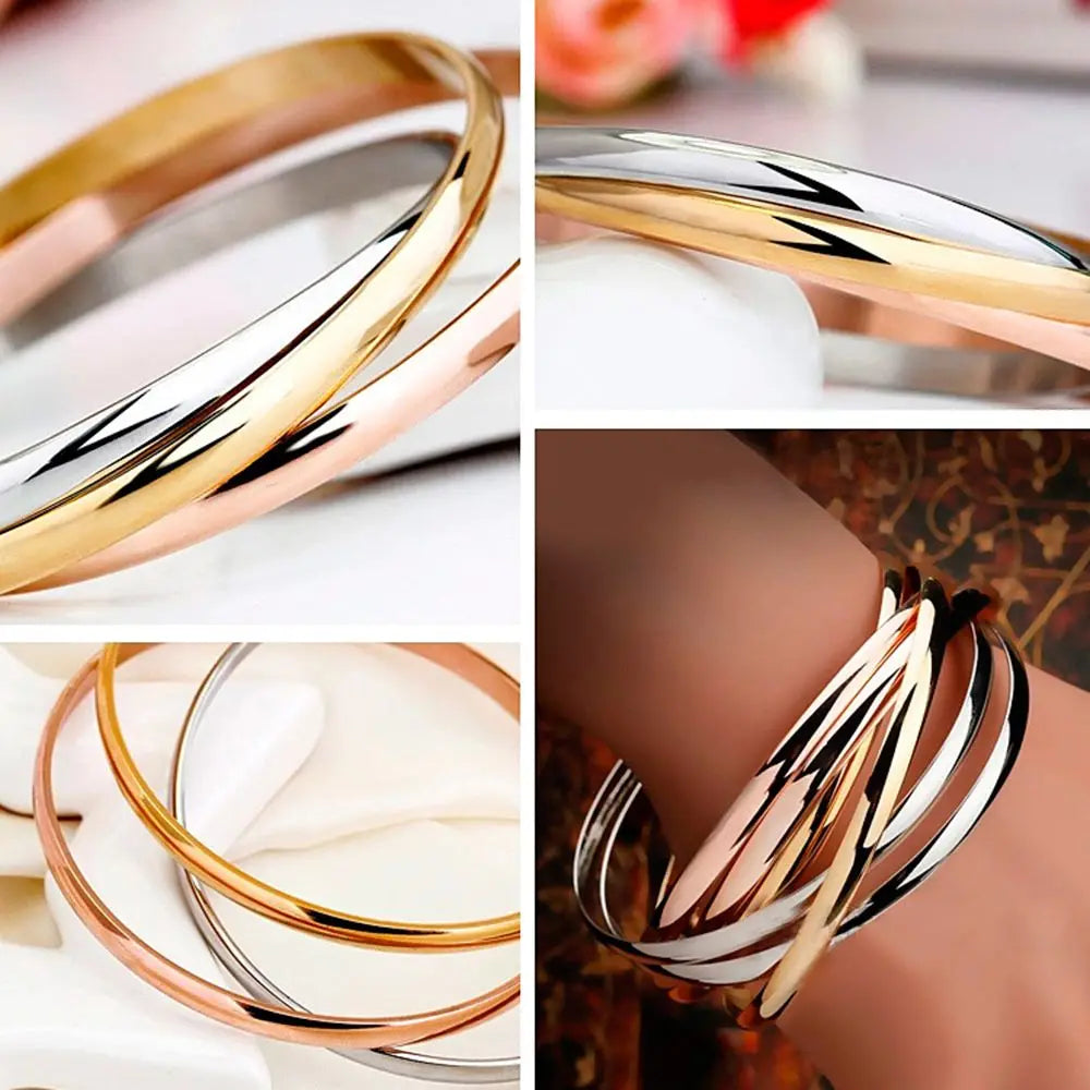 Women Gifts Bracelet Chains Stainless Steel 3 Color Set Bracelets Bangles Accessory Bracelets-Dollar Bargains Online Shopping Australia