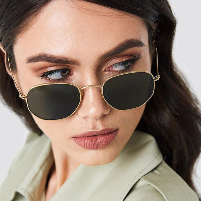 Metal Square Sunglasses Woman Vintage Sun Glasses Female Fashion Brand Mirror Eyeglasses Colored Lenses-Dollar Bargains Online Shopping Australia