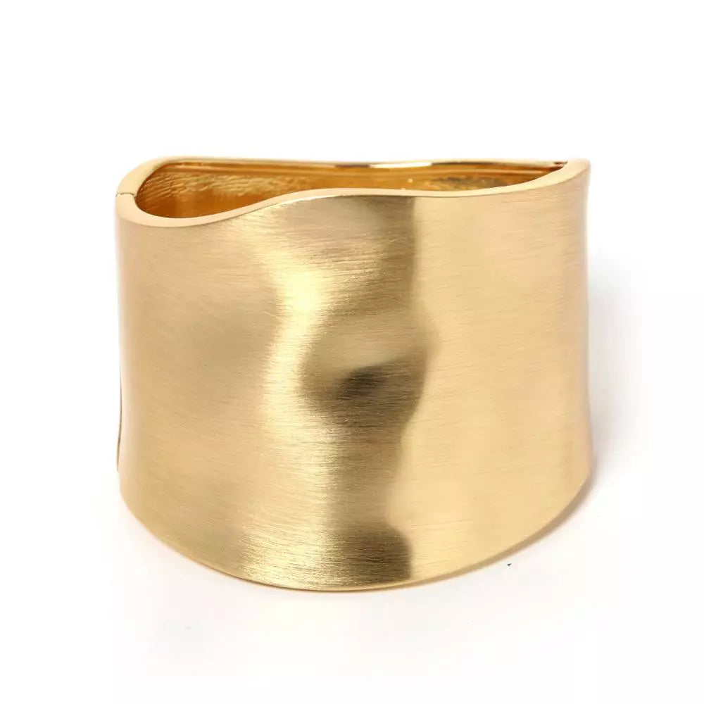 Wide Bangles Minimalist Alloy Gold Color Bracelets For Women Accessories Fashion Jewellery Engagement Party Gift-Dollar Bargains Online Shopping Australia