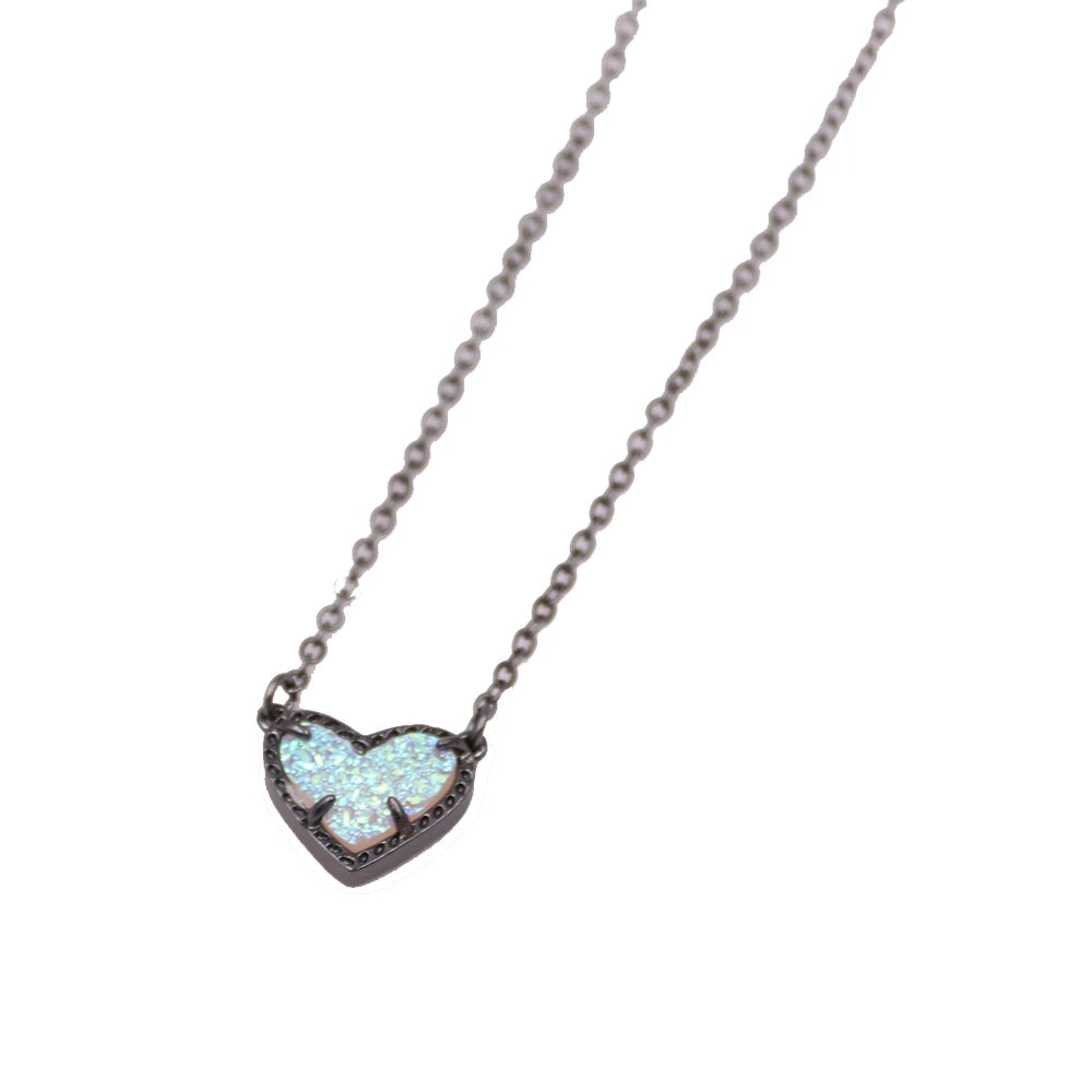 Gift Glitter Abalone Stone Small Heart Shaped 3D Resin Shell Mini Love Necklaces for Women Pendants-Dollar Bargains Online Shopping Australia