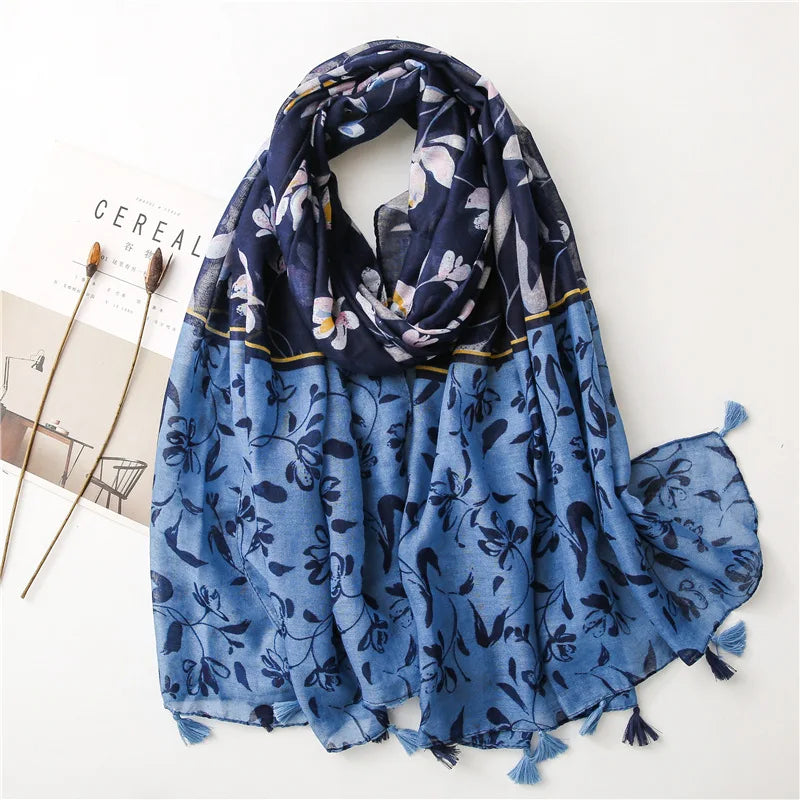 Polka Floral Fringe Viscose Shawl Scarf Lady High Quality Wrap Headband Muslim Hijab-Dollar Bargains Online Shopping Australia