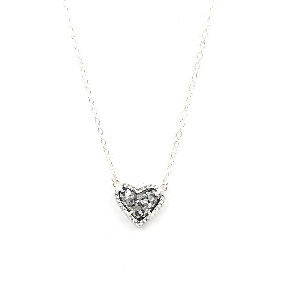 Gift Glitter Abalone Stone Small Heart Shaped 3D Resin Shell Mini Love Necklaces for Women Pendants-Dollar Bargains Online Shopping Australia