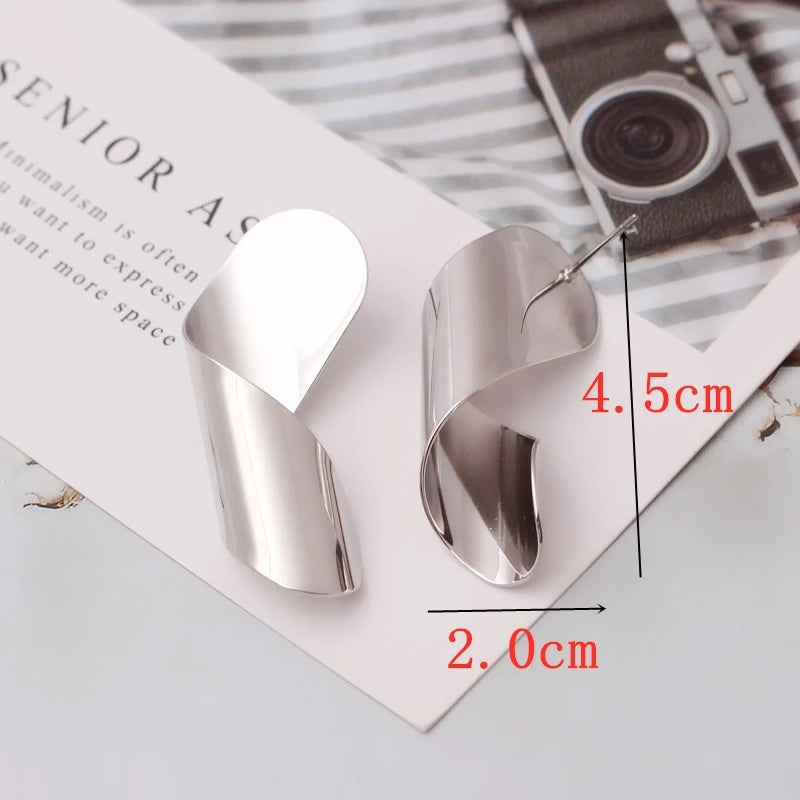 Exaggerated Geometry Irregular Metal Dangle Earrings Spiral Twist Knot Round Smooth Brincos Jewelry-Dollar Bargains Online Shopping Australia