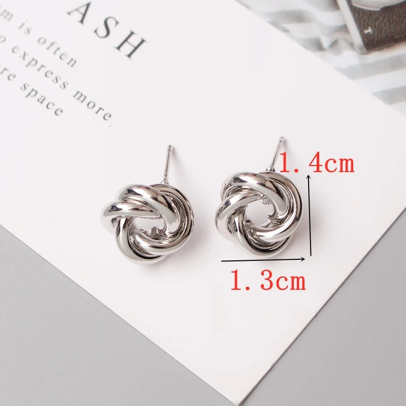 Exaggerated Geometry Irregular Metal Dangle Earrings Spiral Twist Knot Round Smooth Brincos Jewelry-Dollar Bargains Online Shopping Australia