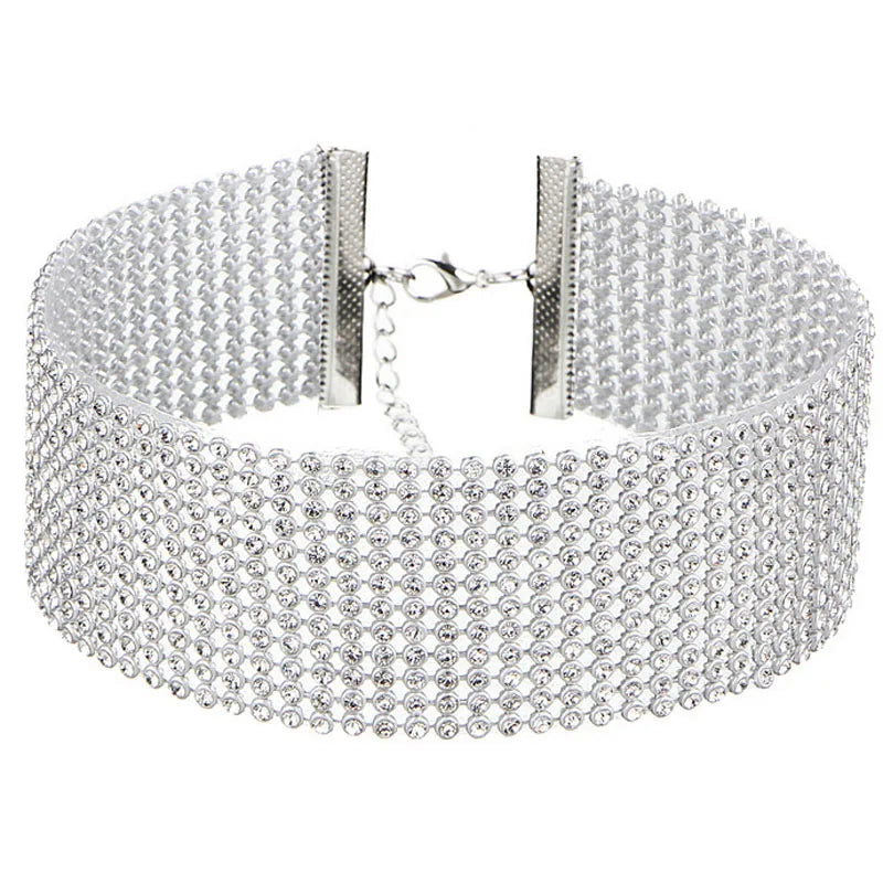 European Style Women Bundle Neck Element Necklace Jewelry Punk Hip Hop Choker Inlay Rhinestone Collar Gift-Dollar Bargains Online Shopping Australia