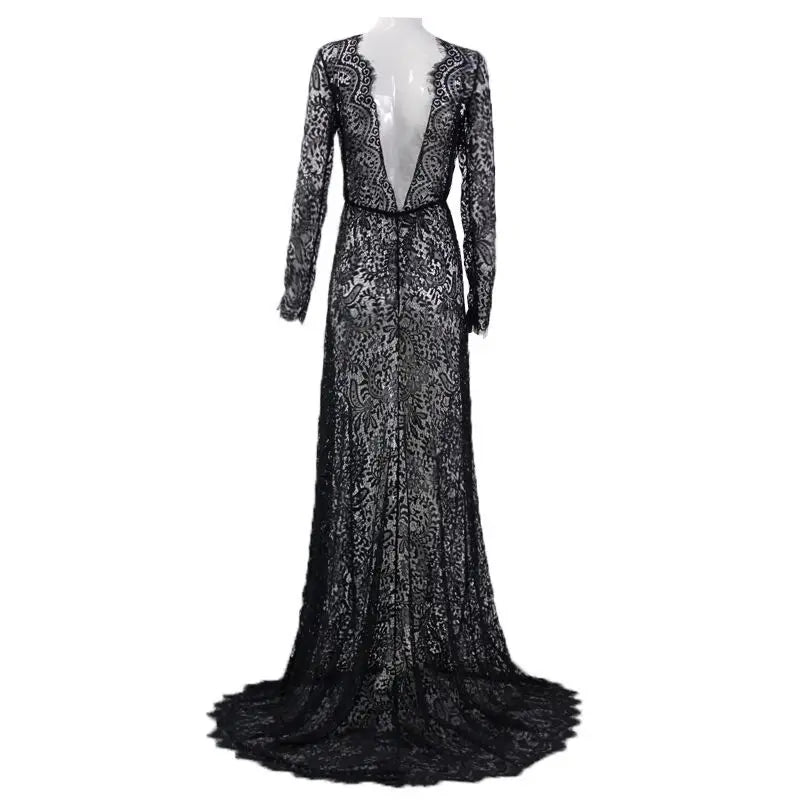 Mermaid Long Lace Dress Long Sleeve Backless Party Dress Transparent Sexy and Elegant Women's Dresses-Dollar Bargains Online Shopping Australia