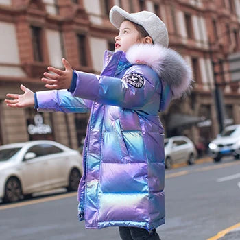 Winter Down Jacket For Girls Coat Waterproof Shiny Hooded Children Outerwear Clothing 5-14 Year Teenage Kids Parka Snowsuit-Dollar Bargains Online Shopping Australia