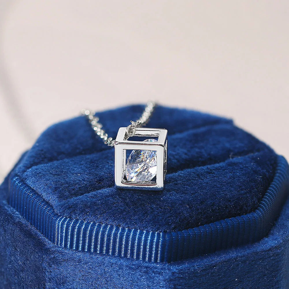 Charms Necklace For Women Aesthetic Cube Pink Zircon Rose Gold Color Choker Chain On Neck Jewelry Korean Pendants-Dollar Bargains Online Shopping Australia
