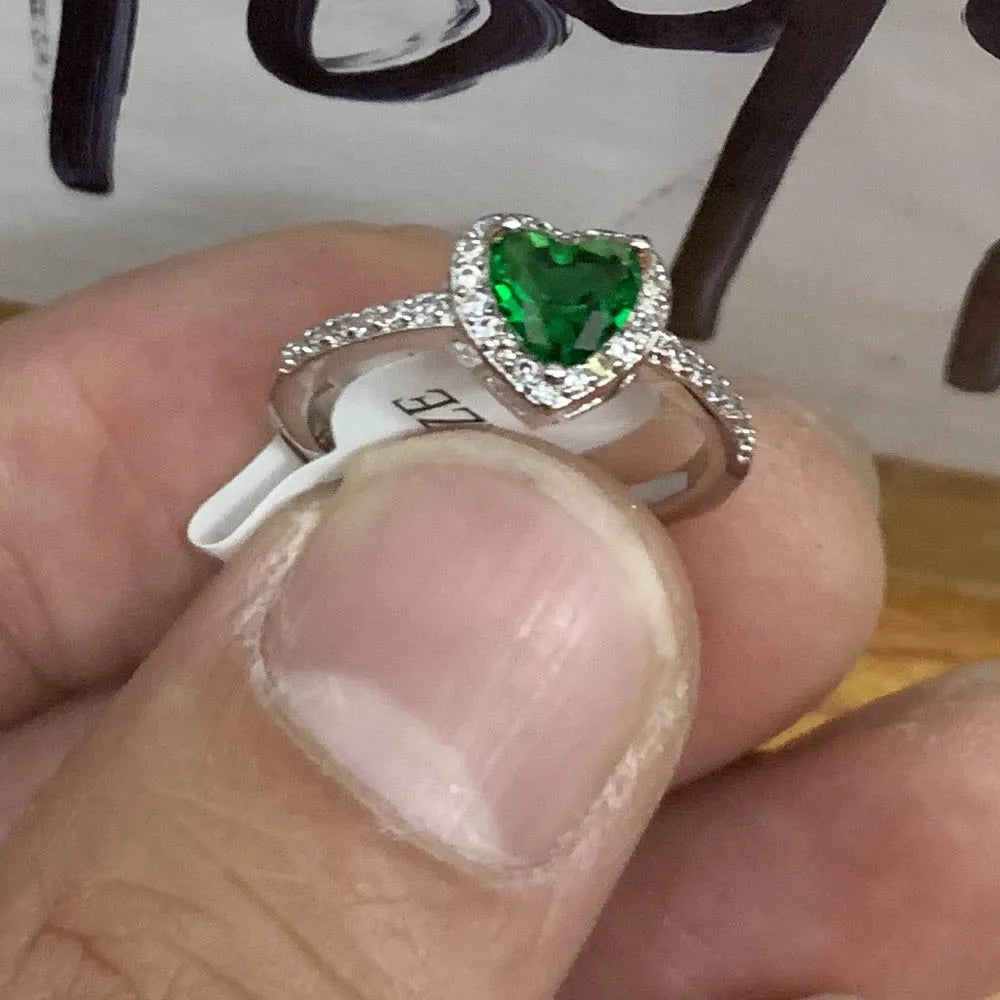 Princess Cut Natural Gemstones Zircon Silver Color Engagement Wedding Party Heart Rings-Dollar Bargains Online Shopping Australia