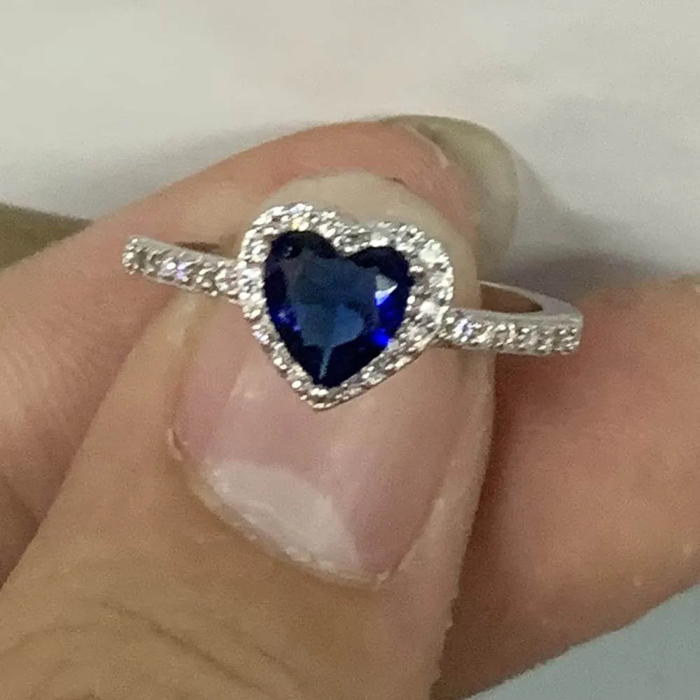 Princess Cut Natural Gemstones Zircon Silver Color Engagement Wedding Party Heart Rings-Dollar Bargains Online Shopping Australia