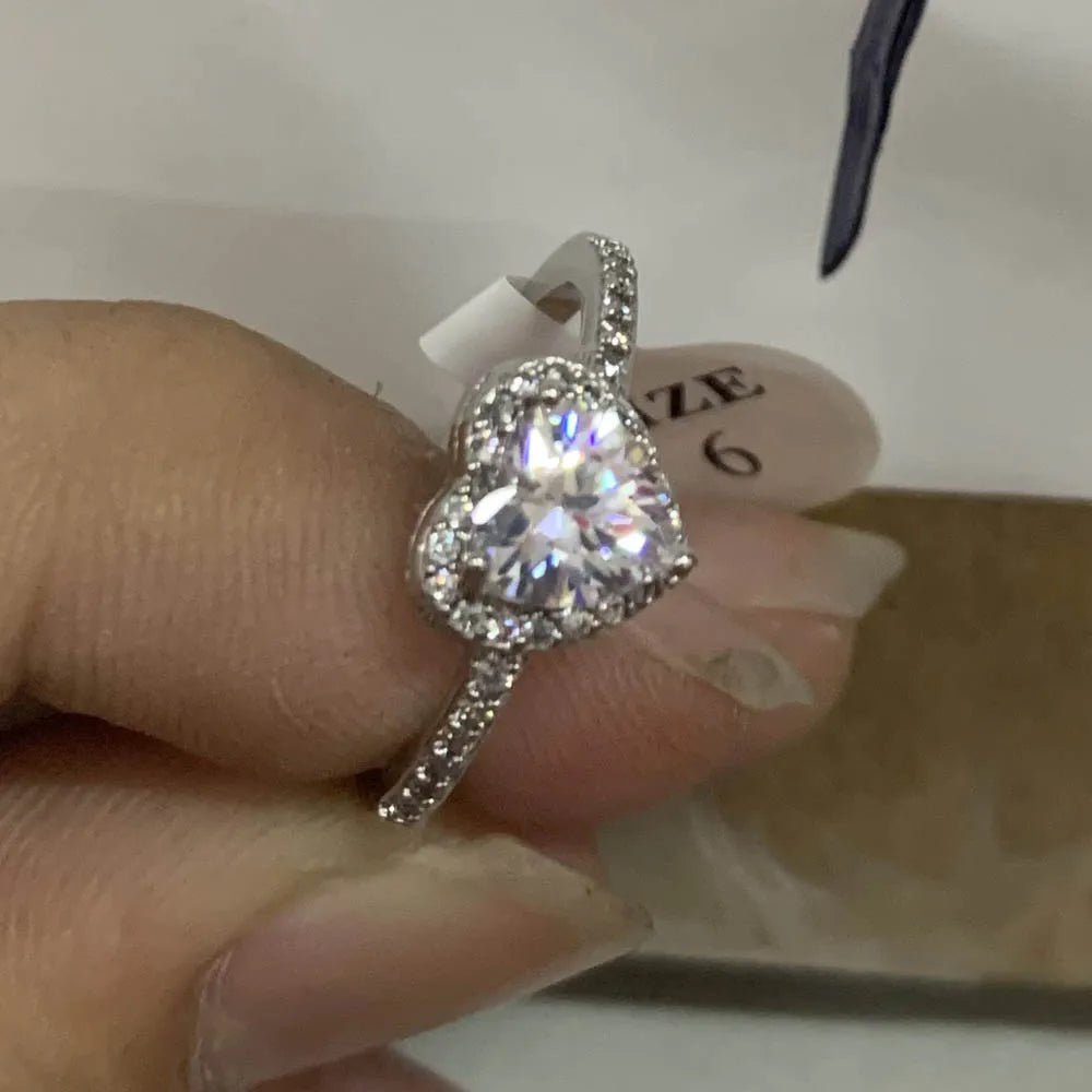 Princess Cut Natural Gemstones Zircon Silver Color Engagement Wedding Party Heart Rings-Dollar Bargains Online Shopping Australia