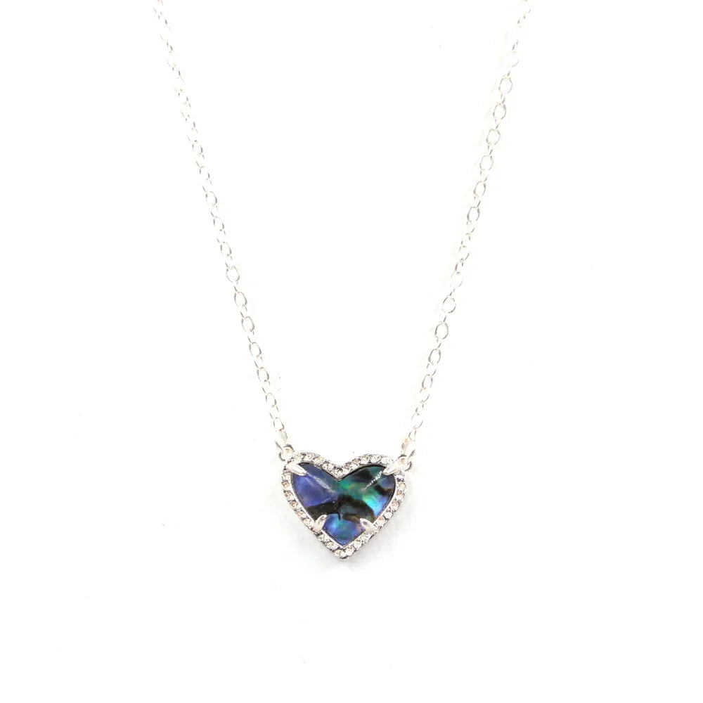 Gift Glitter Abalone Stone Small Heart Shaped 3D Resin Shell Mini Love Necklaces for Women Pendants-Dollar Bargains Online Shopping Australia
