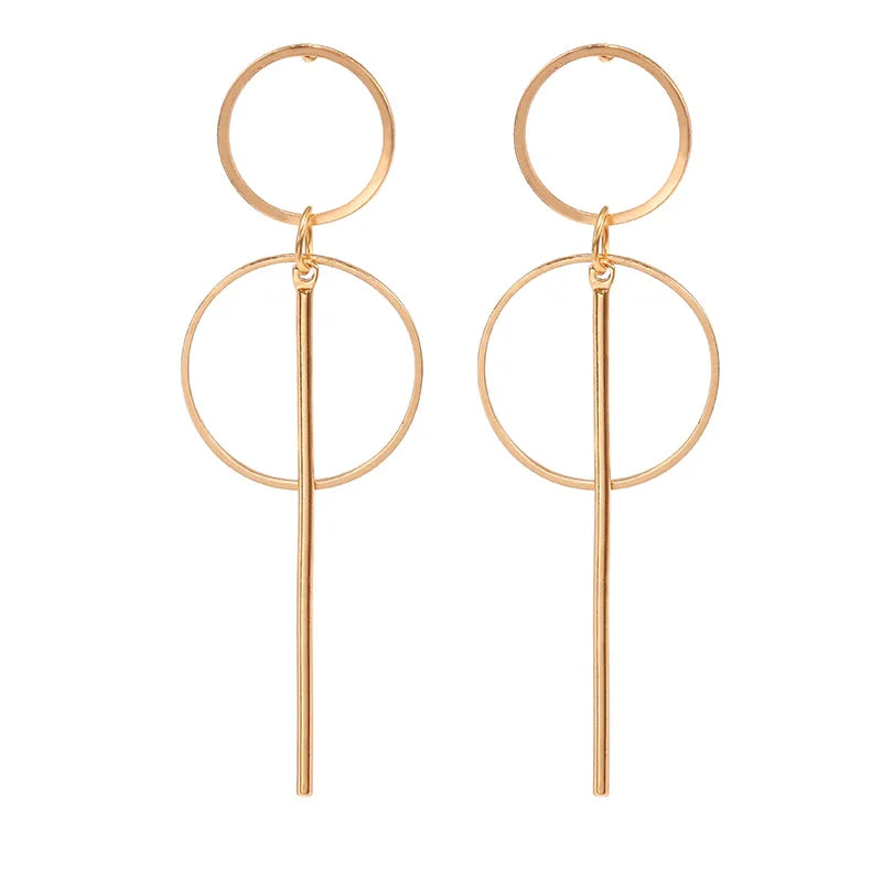Round Shaped Golden Earrings Simple Metal Vintage Earrings For Women Fashion Jewelry Girls Earring-Dollar Bargains Online Shopping Australia