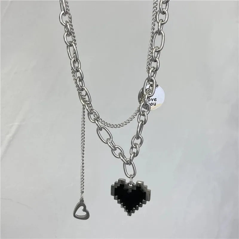 Women Pendant Necklaces Fine Double Link Chain Metal Heart Party Necklace Jewelry Gift-Dollar Bargains Online Shopping Australia