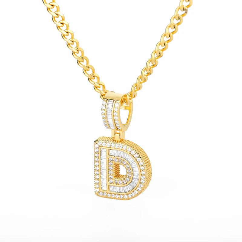 Cubic Zirconia Letter Pendant Necklaces Iced Out Rock Candy Style Initial Charms Necklace Fantastic Jewelry Gift-Dollar Bargains Online Shopping Australia
