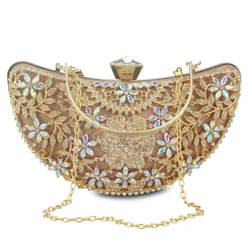 Shape Moon Hollow Out Purse Sequined Diamond Women Evening Bag Clutch Crossbody Bags For Lady Bolsas Feminina Wedding Handbags-Dollar Bargains Online Shopping Australia