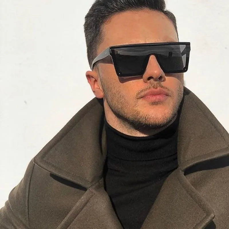 Oversized Shades Sunglasses Man Black Fashion Square Sun Glasses Male Vintage Retro Glasses Female Woman-Dollar Bargains Online Shopping Australia