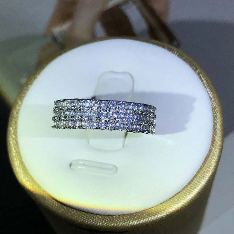 925 Sterling Silver Inlaid With White Zircon Ring Fashion Ladies Half Ring Party Cocktail Party Jewelry Gift