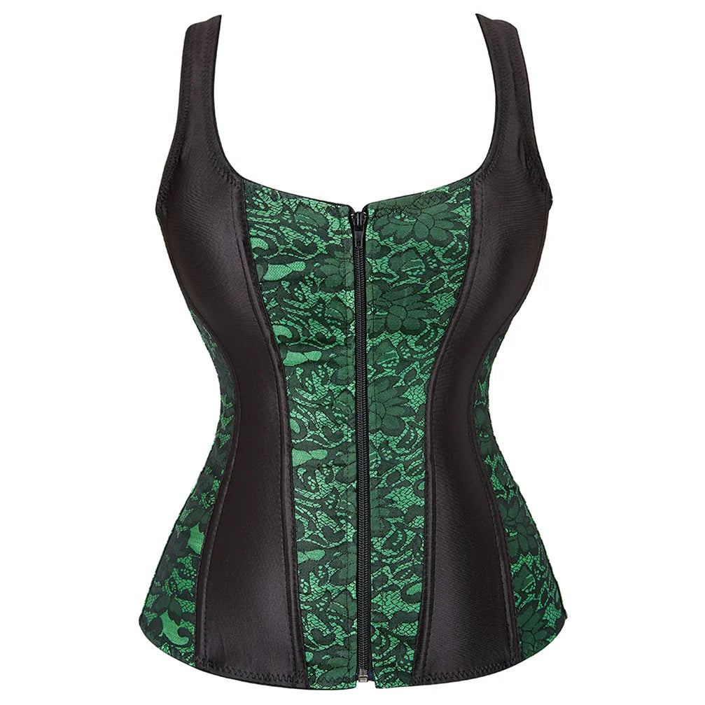 Steampunk Corset with Cup Lingerie Zipper Side Straps Overbust Corset Waist Trainer Bustier Plus Size-Dollar Bargains Online Shopping Australia