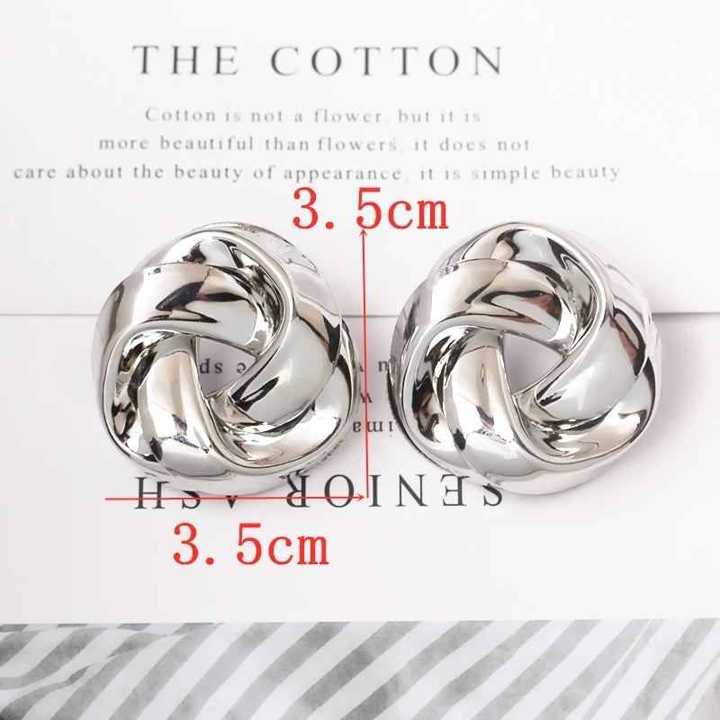 Exaggerated Geometry Irregular Metal Dangle Earrings Spiral Twist Knot Round Smooth Brincos Jewelry-Dollar Bargains Online Shopping Australia