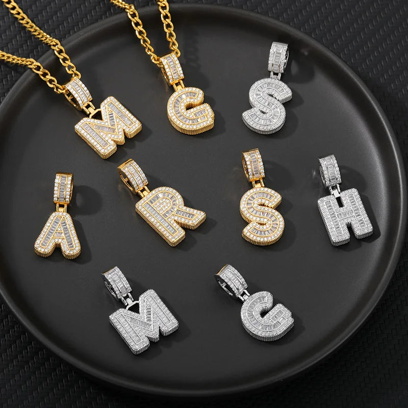 Cubic Zirconia Letter Pendant Necklaces Iced Out Rock Candy Style Initial Charms Necklace Fantastic Jewelry Gift-Dollar Bargains Online Shopping Australia