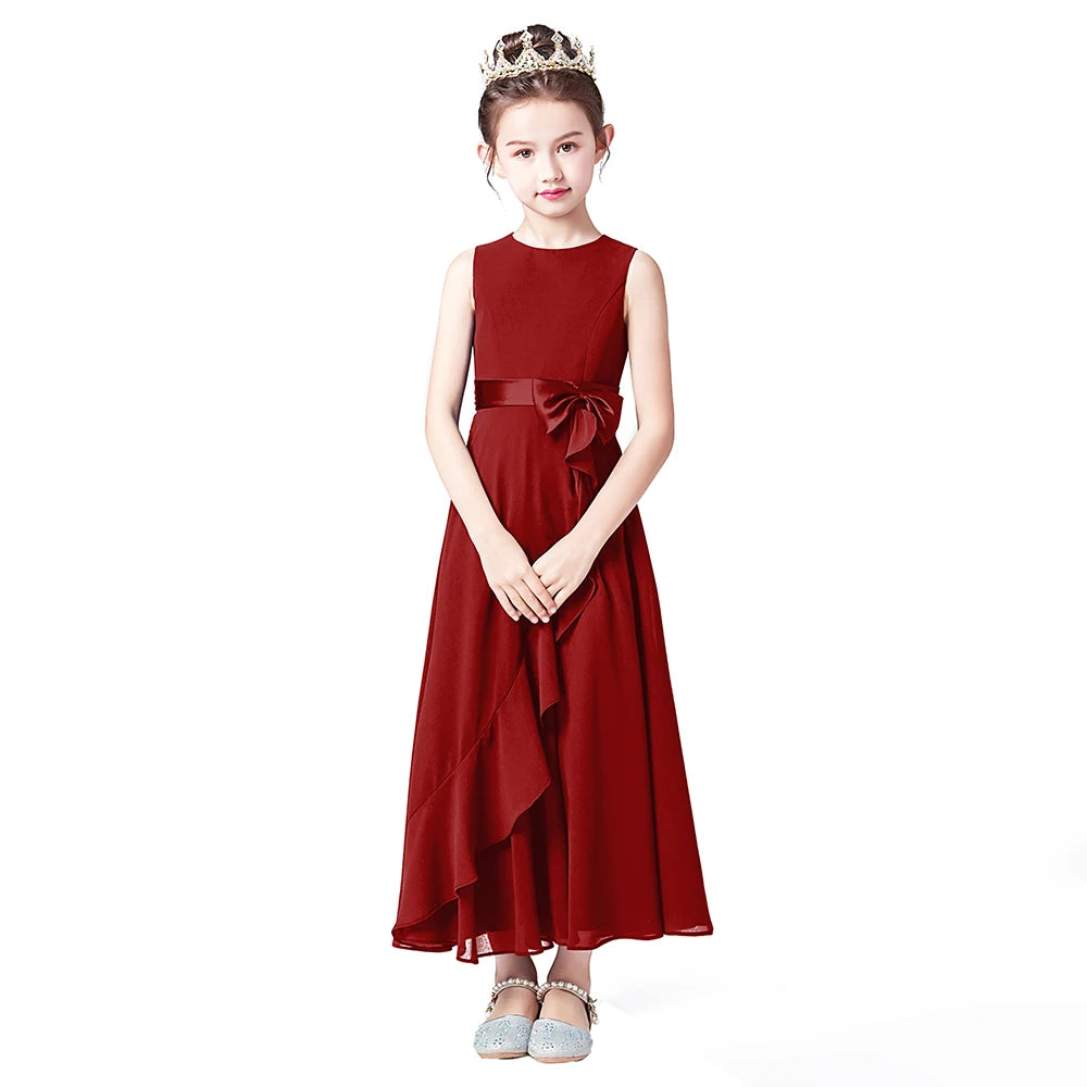 Chiffon Junior Bridesmaid For Teens Ankle-Length Flower Girl Dresses For Wedding Party Kids First Communion Gowns-Dollar Bargains Online Shopping Australia