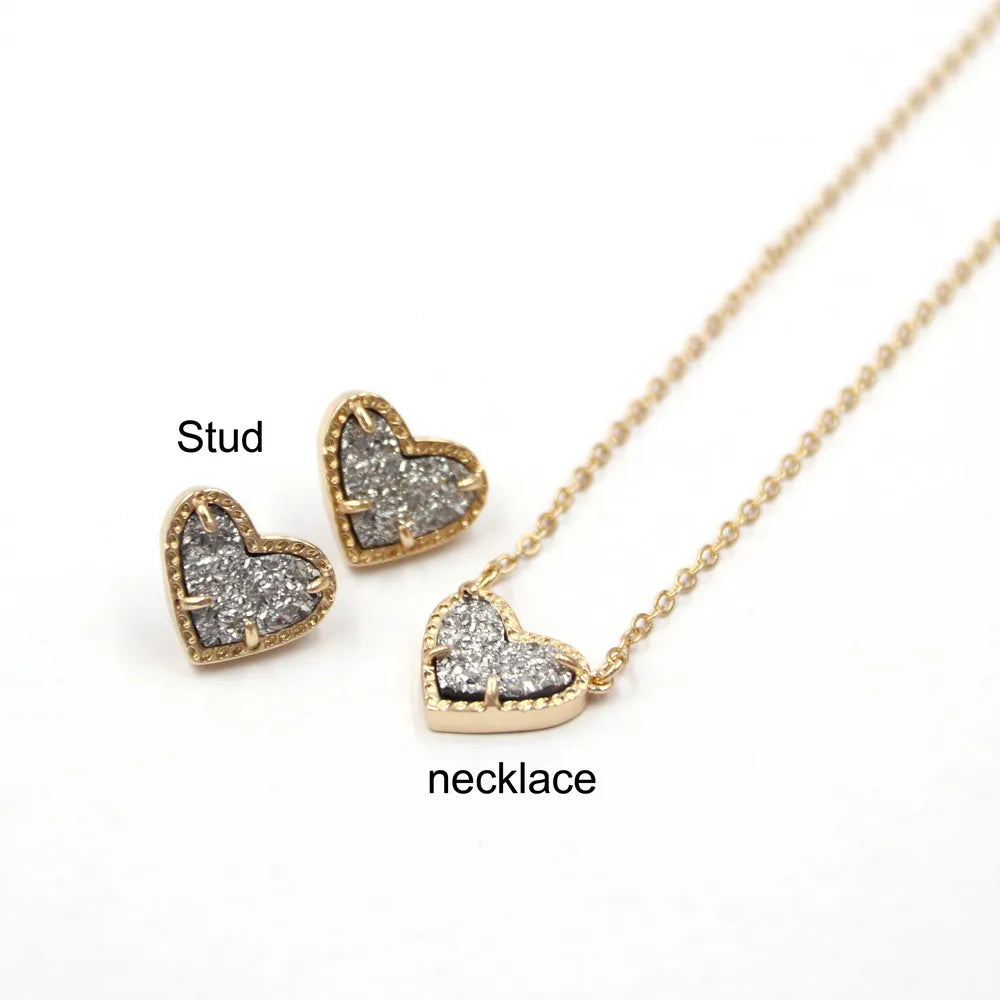 Gift Glitter Abalone Stone Small Heart Shaped 3D Resin Shell Mini Love Necklaces for Women Pendants-Dollar Bargains Online Shopping Australia
