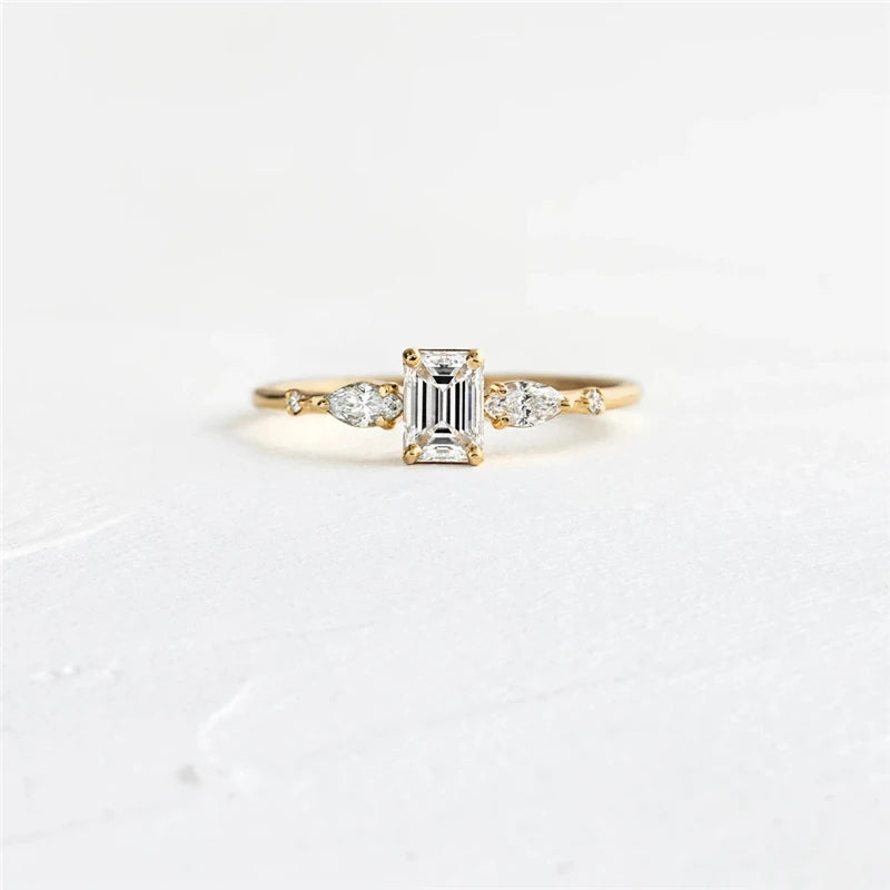 925 Sterling Silver Fashion Mini Zircon Engagement Ring for Women Rings Female Gold Color Fine Jewelry-Dollar Bargains Online Shopping Australia
