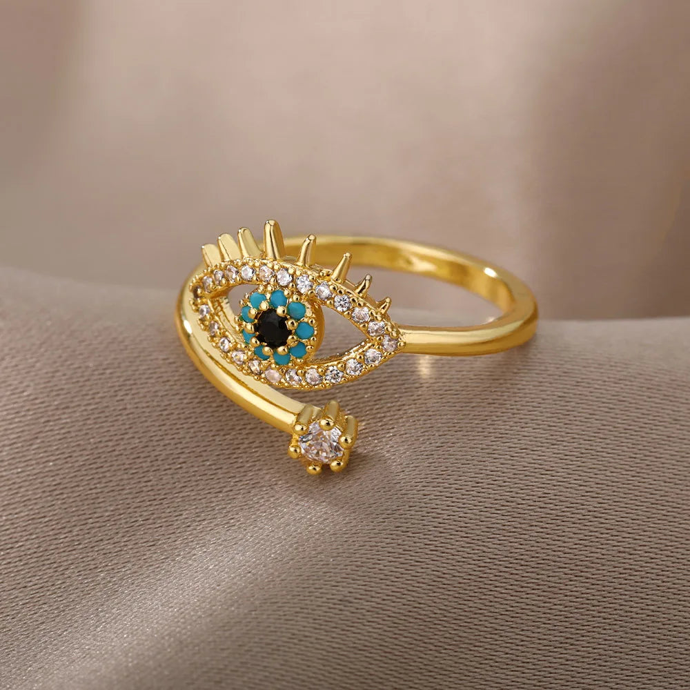 Lucky Turkish Evil Eye Rings For Women Opening Stainless Steel Ring Luxury Wedding Couple Jewelry anillos mujer-Dollar Bargains Online Shopping Australia