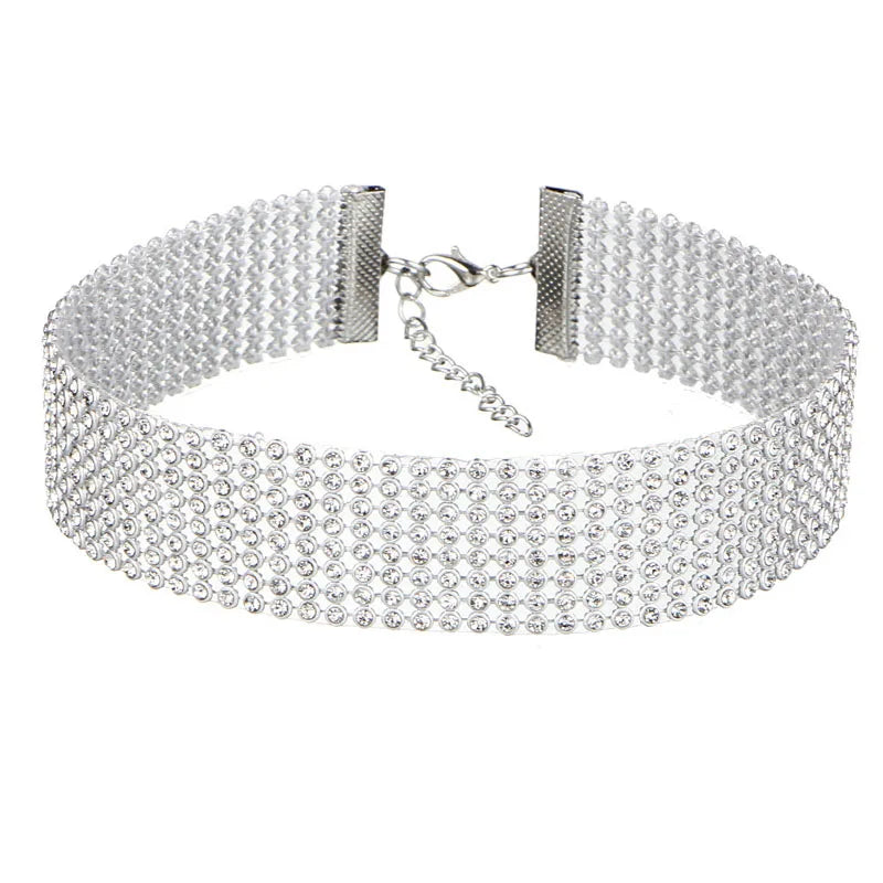 European Style Women Bundle Neck Element Necklace Jewelry Punk Hip Hop Choker Inlay Rhinestone Collar Gift-Dollar Bargains Online Shopping Australia