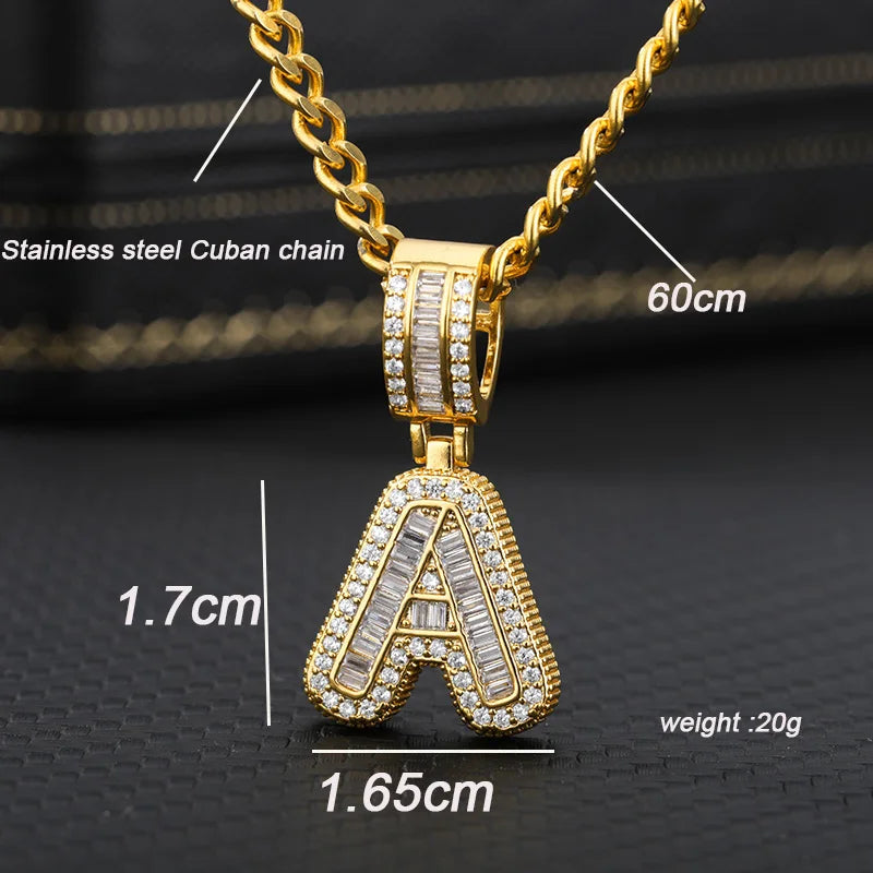Cubic Zirconia Letter Pendant Necklaces Iced Out Rock Candy Style Initial Charms Necklace Fantastic Jewelry Gift-Dollar Bargains Online Shopping Australia