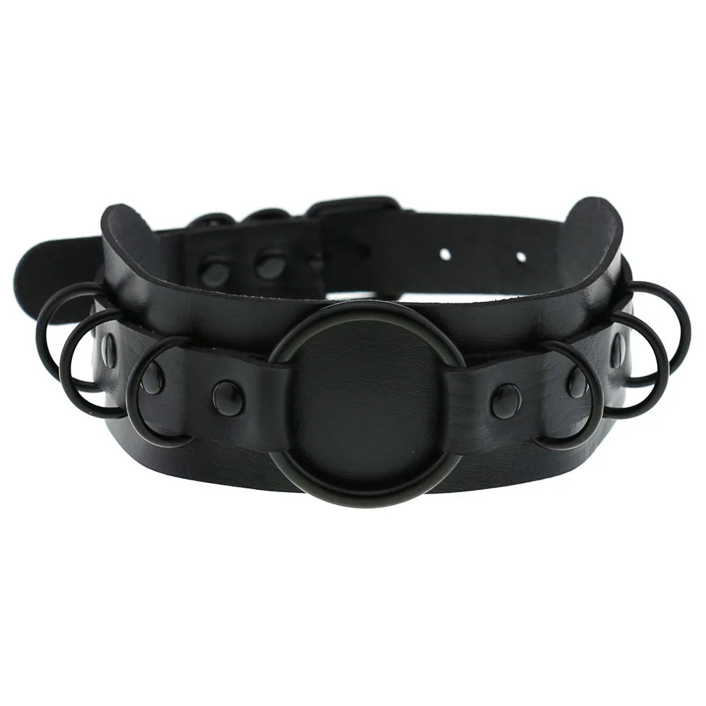 Halloween Emo Cosplay All Black Goth Choker Necklaces For Women Men Punk Spike Rivet Round Heart Bell Belt Necklaces Y2K Jewelry-Dollar Bargains Online Shopping Australia