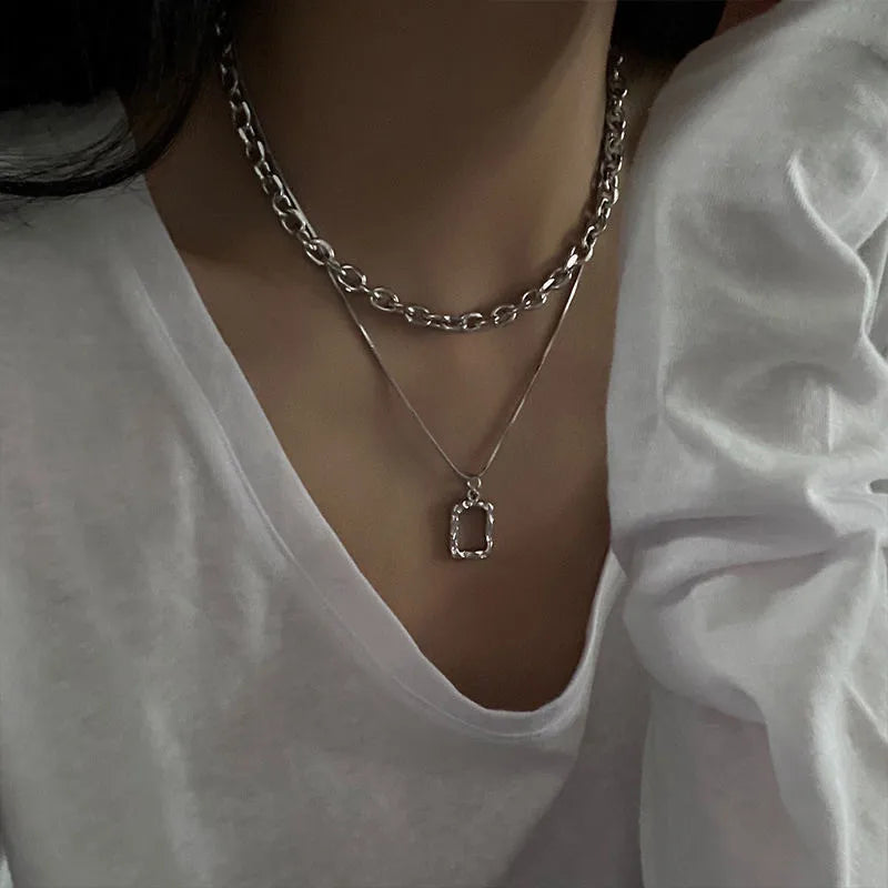 Women Pendant Necklaces Fine Double Link Chain Metal Heart Party Necklace Jewelry Gift-Dollar Bargains Online Shopping Australia