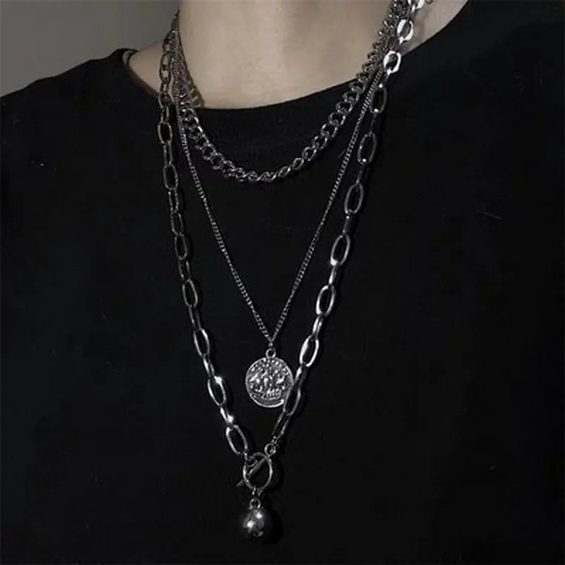 Multilayer Hip Hop Long Chain Necklace For Women Men Jewelry Gifts Key Cross Pendant Necklace Accessories-Dollar Bargains Online Shopping Australia