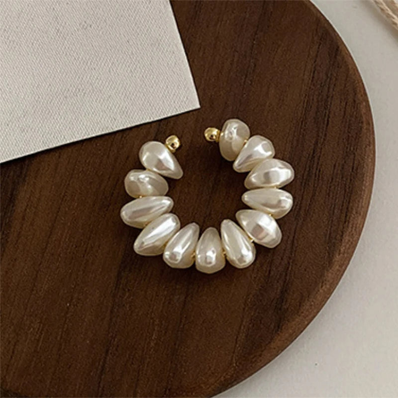French Pearl Ear Bone Clip Women Fake Piercing Ear Cuff Retro Elegant Irregular Natural Pearl Ear Clips On Earrings Jewelry Gift-Dollar Bargains Online Shopping Australia