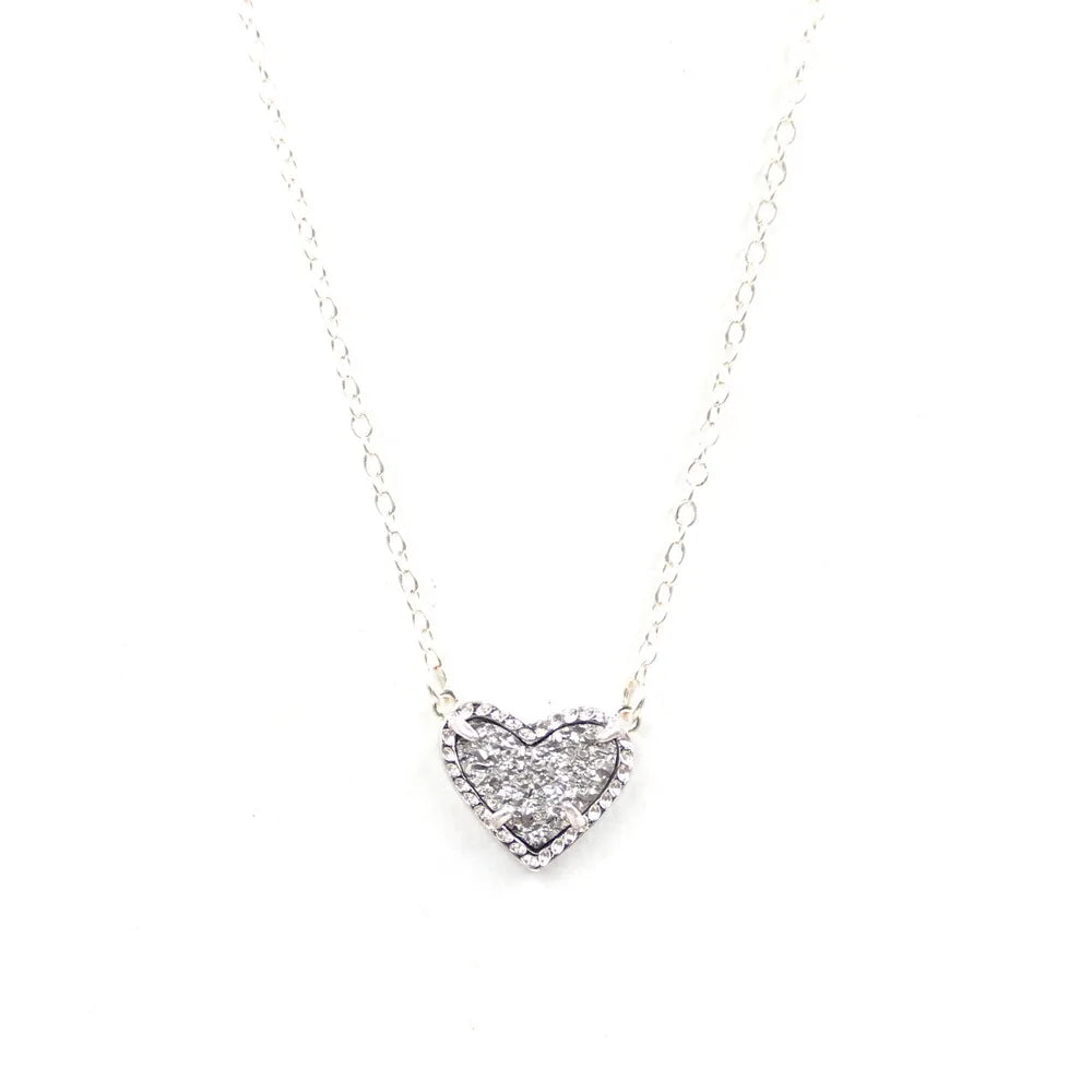 Gift Glitter Abalone Stone Small Heart Shaped 3D Resin Shell Mini Love Necklaces for Women Pendants-Dollar Bargains Online Shopping Australia