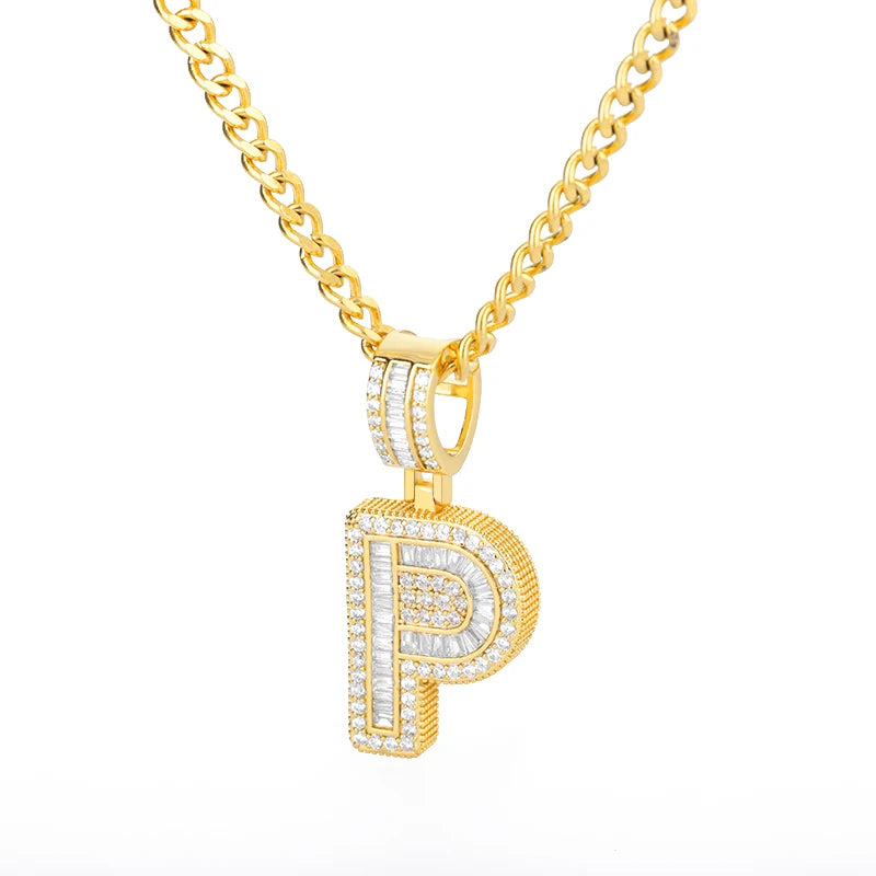 Cubic Zirconia Letter Pendant Necklaces Iced Out Rock Candy Style Initial Charms Necklace Fantastic Jewelry Gift-Dollar Bargains Online Shopping Australia